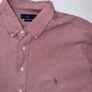 Ralph Lauren Classic Fit Mens Red Pink Button Down Shirt 2XLT Flesh Pony